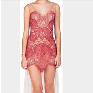 For Love and lemons Red Sheer Floor length dress